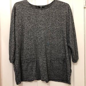 3/4 sleeve black heather knit top. 2X